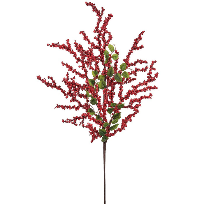 26" Mini Berry Artificial Stem -Red (Pack of 24) - XBS067-RE