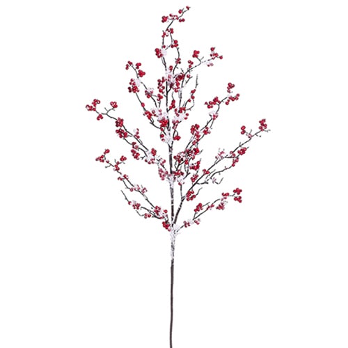 55" Artificial Snowed Berry Branch Stem -Red/Snow (pack of 6) - XBS090-RE/SN