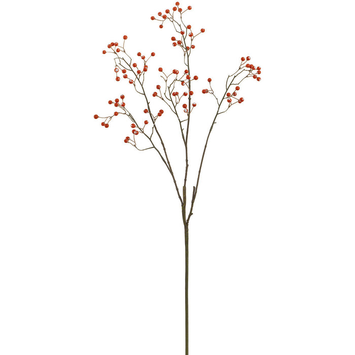 32.5" Glittered Artificial Berry Stem -Red (Pack of 12) - XBS112-RE