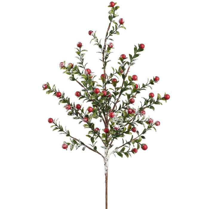 21" Flocked Artificial Berry Stem -Red (Pack of 12) - XBS206-RE