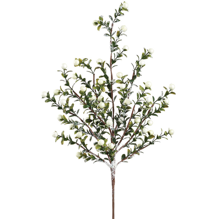 21" Flocked Artificial Berry Stem -White (Pack of 12) - XBS206-WH
