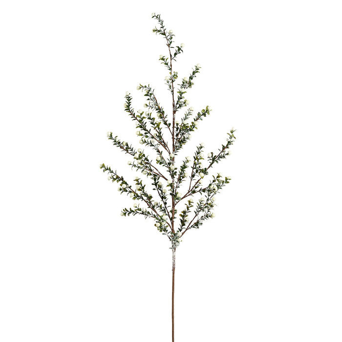 48" Flocked Artificial Berry Stem -White (Pack of 12) - XBS207-WH