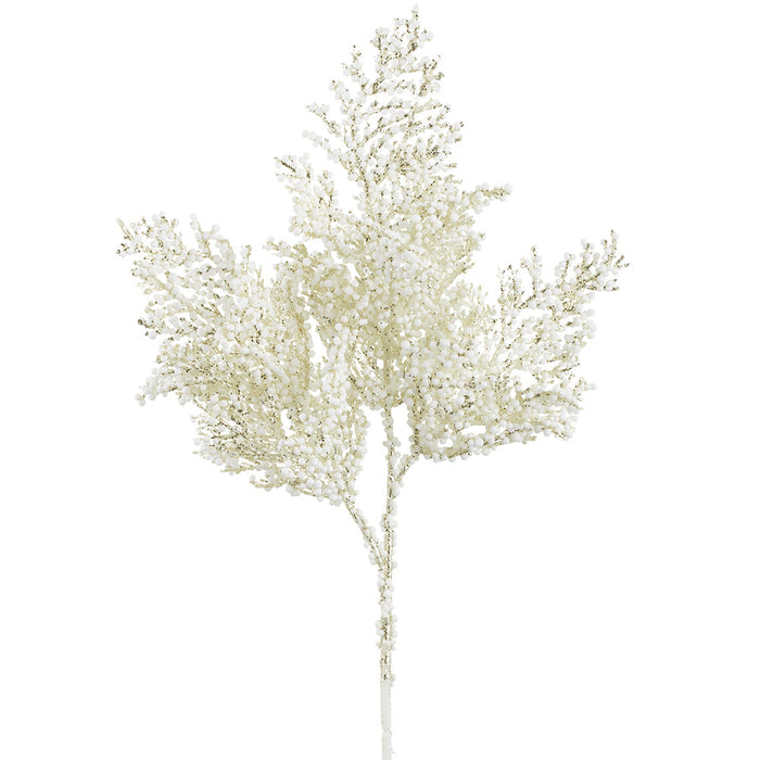 15" Glittered Artificial Mini Berry Stem -Champagne/Green (Pack of 36) - XBS232-CN/WH