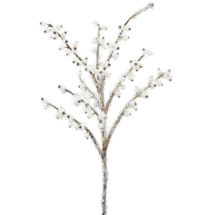 17" Iced Berry Artificial Stem Pick -White (Pack of 24) - XBS240-WH
