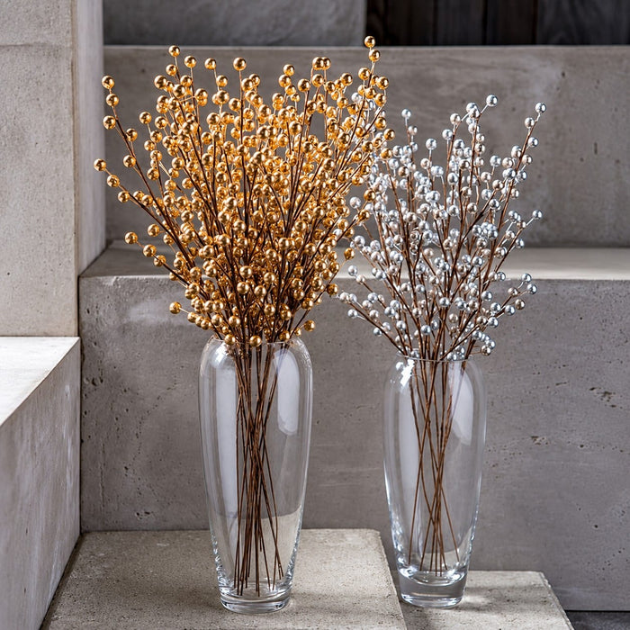 19" Artificial Berry Spray -Silver/Champagne (Pack of 24) - XBS375-SI/CN