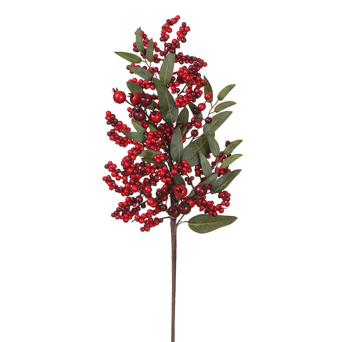 26" Artificial Berry & Rosehip Stem -Red (Pack of 12) - XBS435-RE