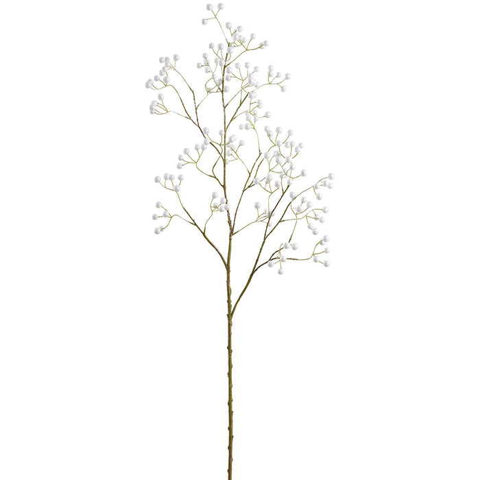 36" Glittered Artificial Berry Stem -White (Pack of 12) - XBS452-WH