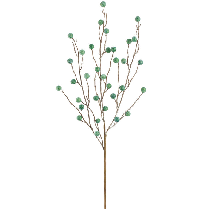 28" Flocked Artificial Berry Stem -Green (Pack of 24) - XBS532-GR