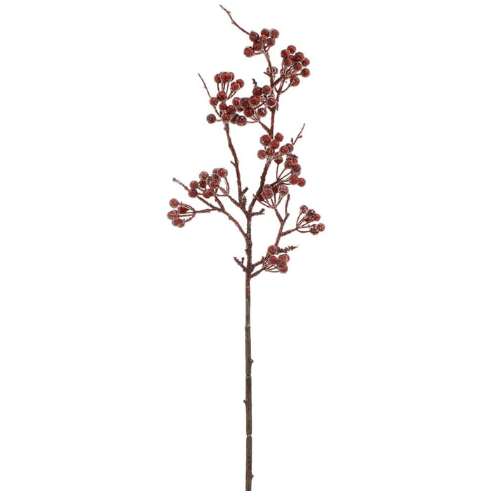 27" Iced Artificial Berry Stem -Red (Pack of 12) - XBS538-RE