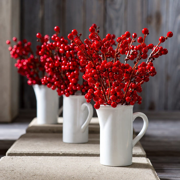 13" Outdoor Water-Resistant Artificial Plastic Berry Stem -Red (Pack of 72) - XBS558-RE
