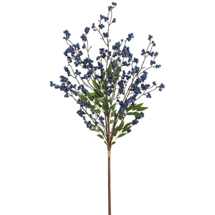 30" Artificial Berry Stem Bundle -Blue (Pack of 8) - XBS593-BL