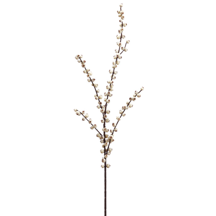 28" Outdoor Water-Resistant Artificial Berry Stem -Cream (Pack of 24) - XBS876-CR