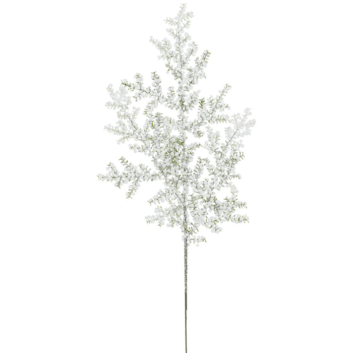 24" Flocked Artificial Berry Stem -White (Pack of 24) - XBS892-WH