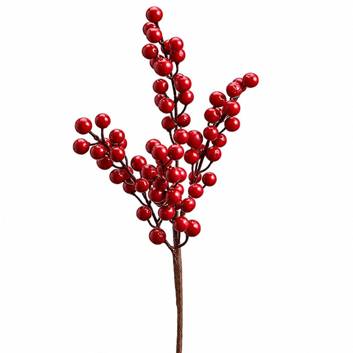 14" Artificial Berry Stem -Red (Pack of 12) - XBS914-RE