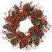 24" Artificial Berry & Magnolia Leaf Wreath -Red/Green  - XBW007-RE/GR