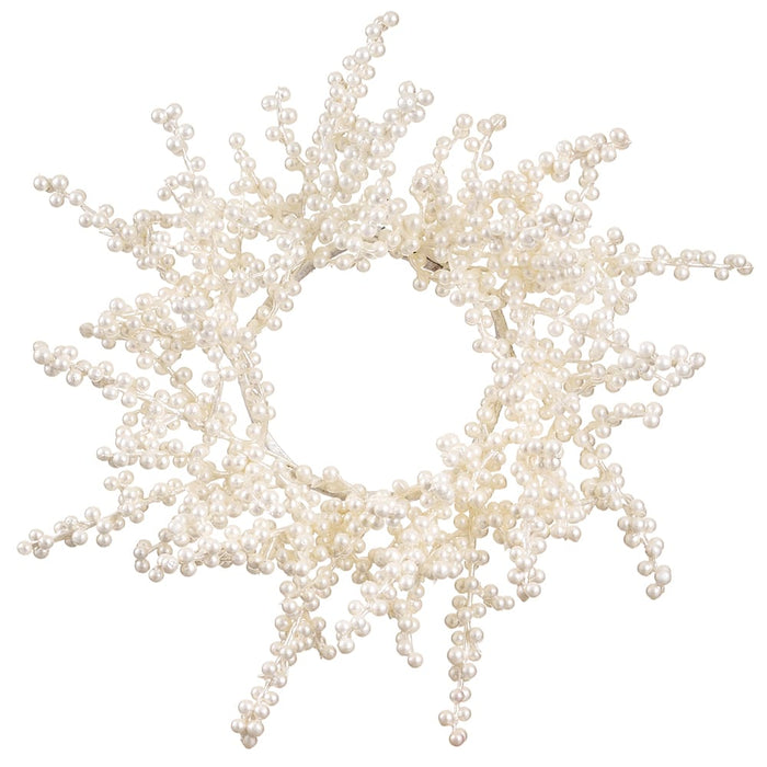 19" Pearlized Artificial Berry Wreath -Pearl (Pack of 6) - XBW014-PEA