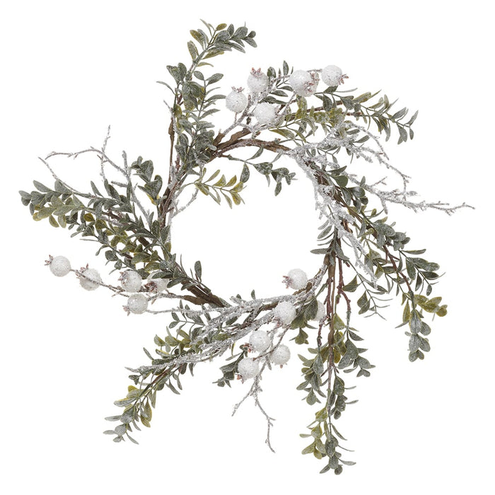 16.5" Glittered Artificial Berry Leaf Hanging Wreath -White (pack of 6) - XBW184-WH/GR