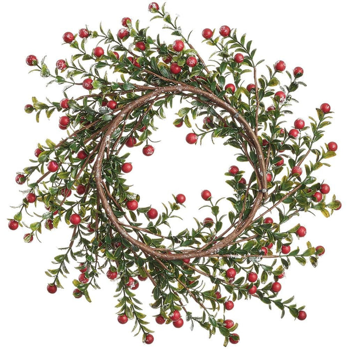 14" Flocked Artificial Berry Wreath -Red (Pack of 6) - XBW210-RE