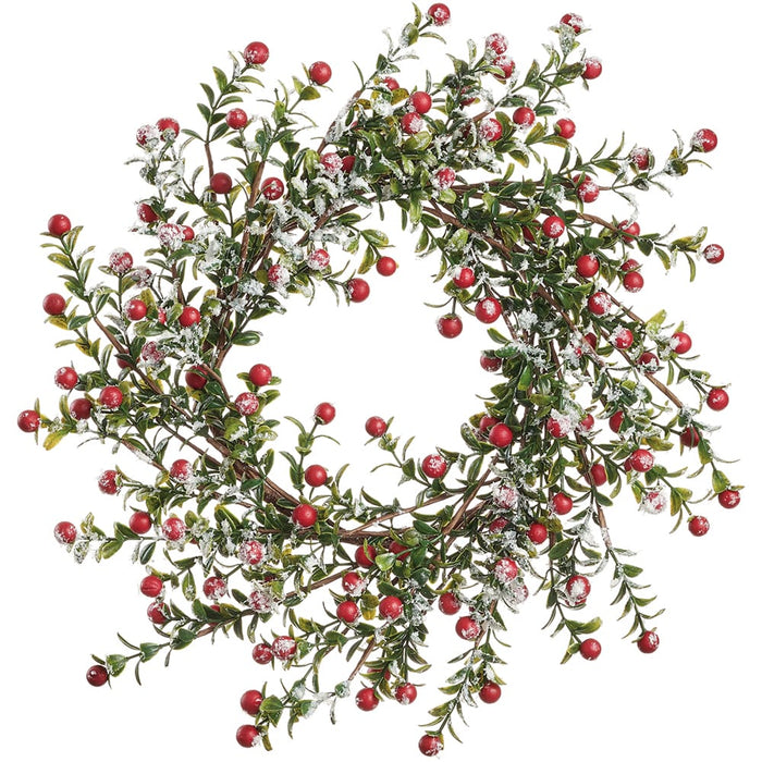14" Flocked Artificial Berry Wreath -Red (Pack of 6) - XBW210-RE