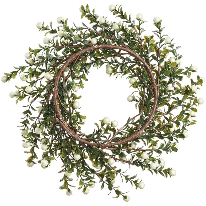 14" Flocked Artificial Berry Wreath -White (Pack of 6) - XBW210-WH