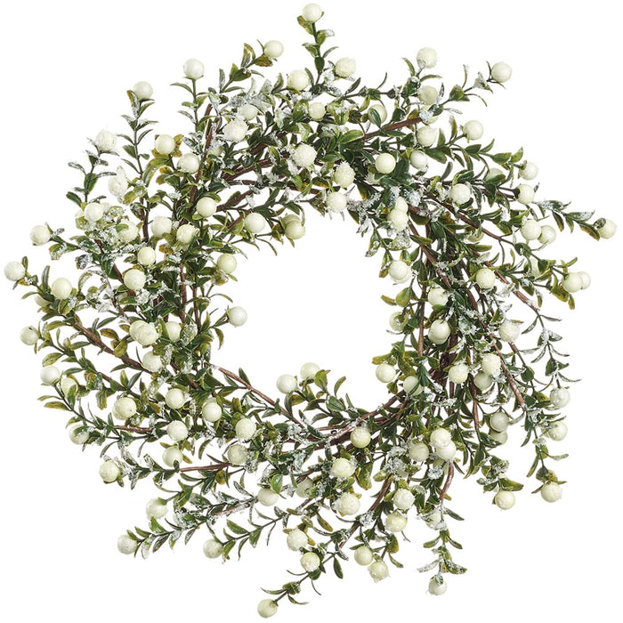 14" Flocked Artificial Berry Wreath -White (Pack of 6) - XBW210-WH