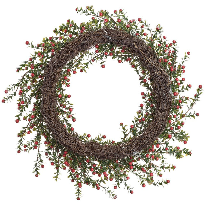 24" Flocked Artificial Berry Wreath -Red (Pack of 2) - XBW211-RE