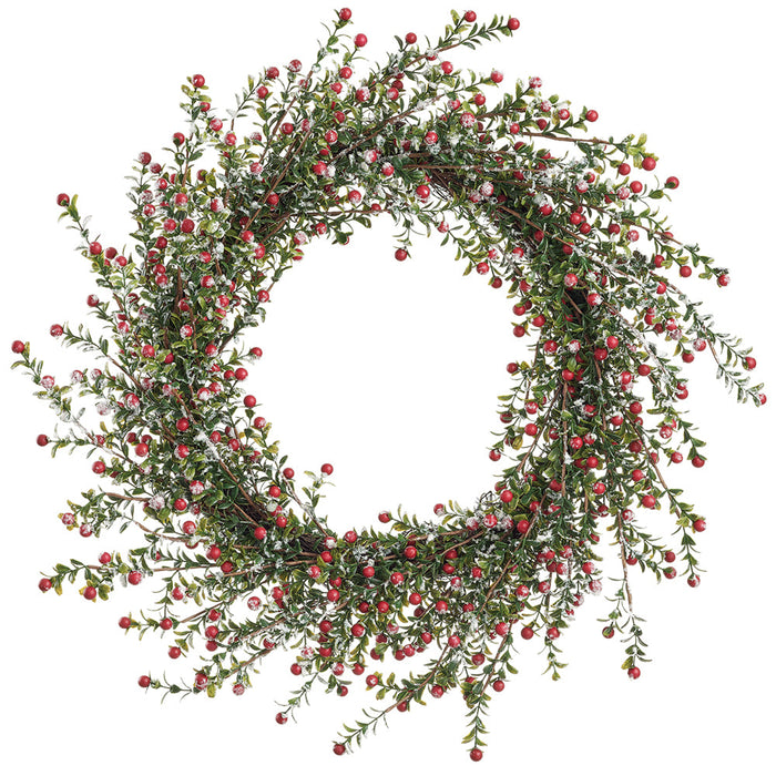 24" Flocked Artificial Berry Wreath -Red (Pack of 2) - XBW211-RE
