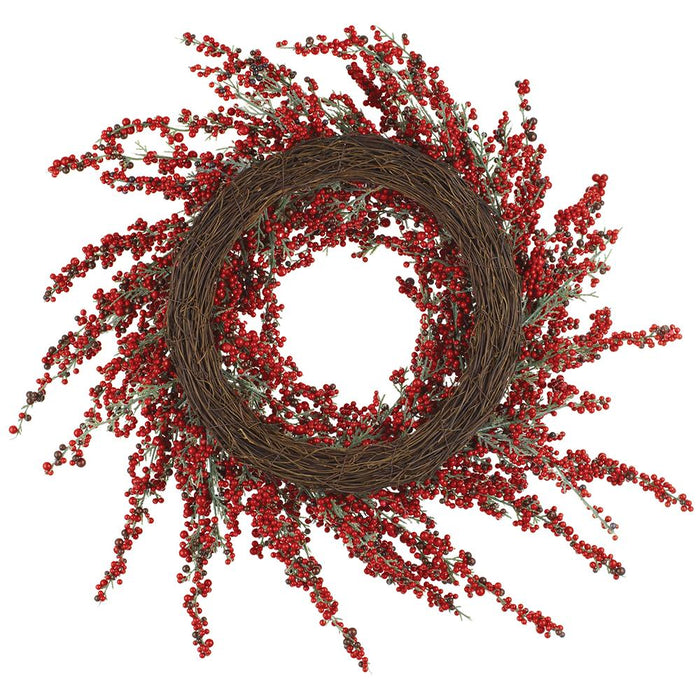 24" Artificial Berry Wreath -Red - XBW413-RE