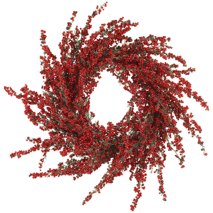 24" Artificial Berry Wreath -Red - XBW413-RE