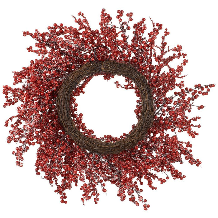 24" Flocked Faux Berry Wreath -Red (Pack of 2) - XBW466-RE