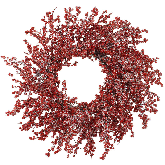 24" Flocked Faux Berry Wreath -Red (Pack of 2) - XBW466-RE