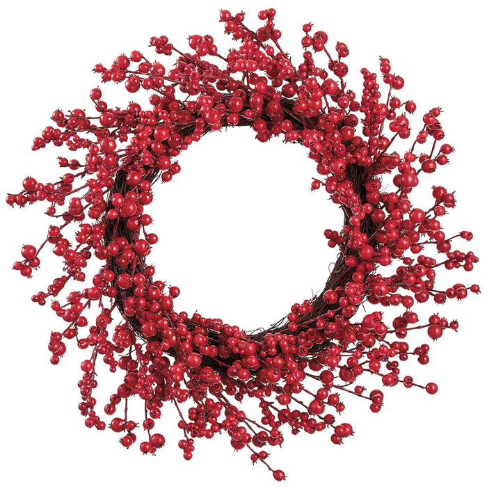 21" Artificial Rosehip Berry Wreath -Red (Pack of 4) - XBW681-RE