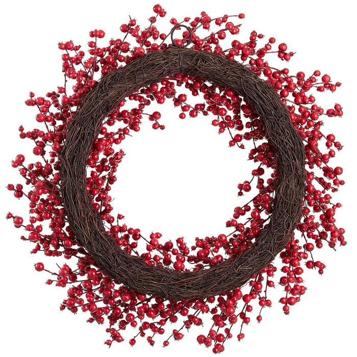 30" Artificial Rosehip Berry Wreath -Red (Pack of 2) - XBW685-RE