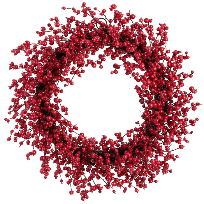 30" Artificial Rosehip Berry Wreath -Red (Pack of 2) - XBW685-RE