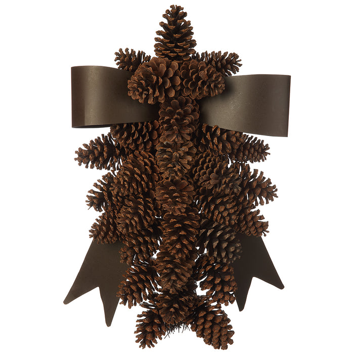 24" Pinecone & Bow Teardrop Swag -Brown (pack of 4) - XDA147-BR