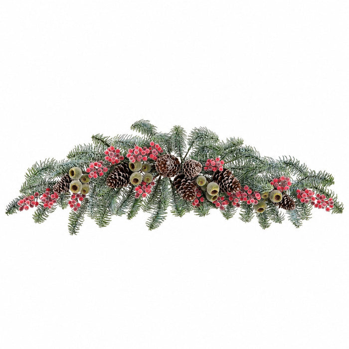 36" Wide Flocked Berry, Pinecone & Pine Artificial Swag -Brown/Red (Pack of 2) - XDA288-BR/RE