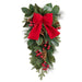 32" Berry, Pinecone & Magnolia Leaf Artificial Teardrop Swag -Red/Brown (Pack of 2) - XDA690-RE/BR