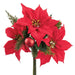 15" Poinsettia Flower, Ball & Holly Leaf Artificial Bouquet -Red/Green (Pack of 6) - XDB016-RE/GR