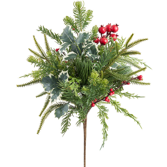 18" Berry, Pinecone & Mixed Pine Artificial Plant -Green/Red (Pack of 6) - XDB047-GR/RE