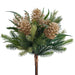 16" Glittered Artificial Pinecone, Sedum & Pine Stem Bundle -Green/Gold (Pack of 6) - XDB142-GR/GO