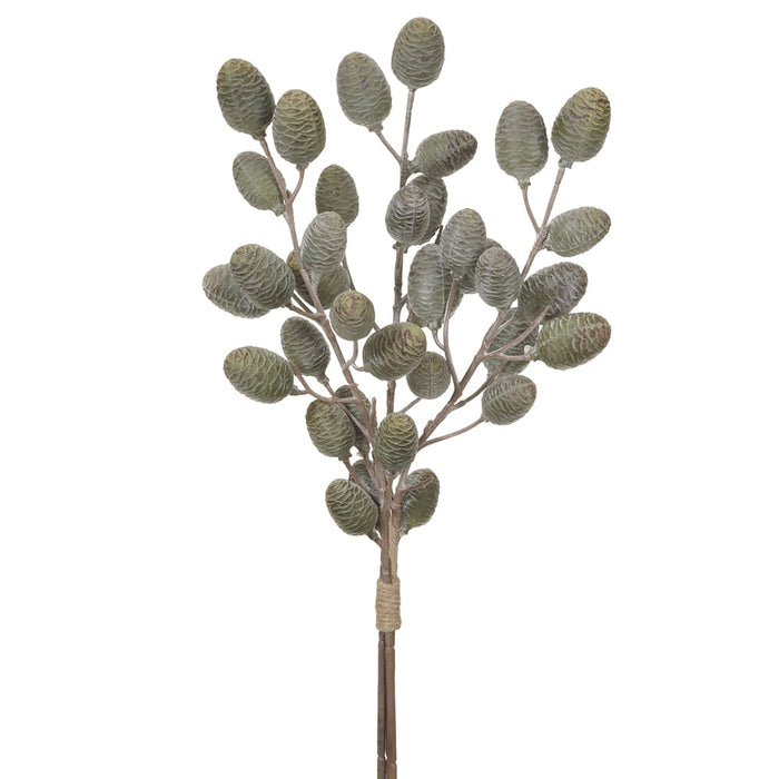 19" Artificial Pinecone Stem -Gray/Green (pack of 12) - XDB467-GY/GR
