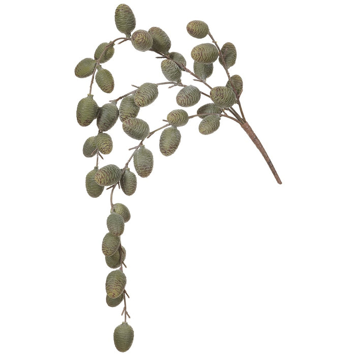 22.5" Hanging Artificial Pinecone Stem -Gray/Green (Pack of 12) - XDB468-GY/GR