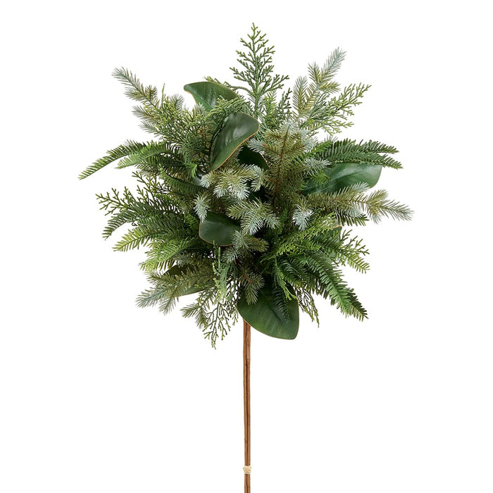 32" Mixed Pine & Magnolia Leaf Artificial Stem Bundle -2 Tone Green (Pack of 4) - XDB490-GR/TT