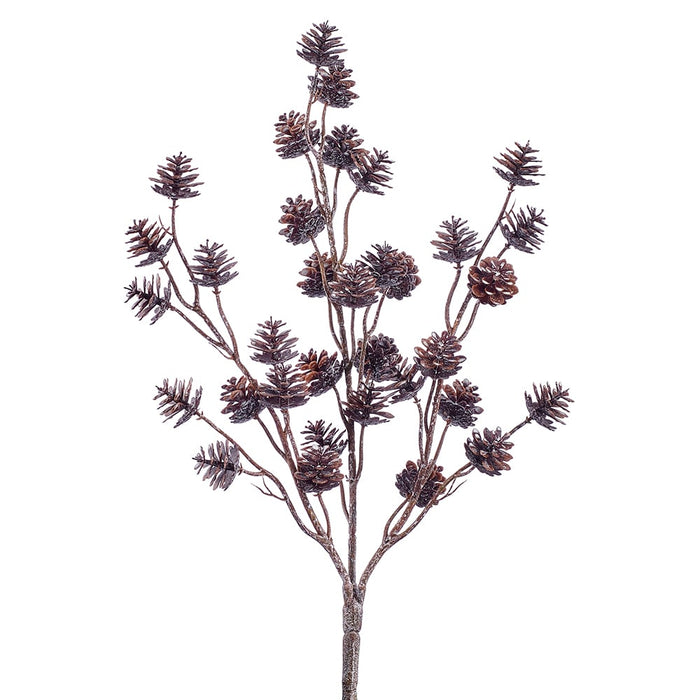 14" Plastic Artificial Mini Pinecone Plant -Brown/Whitewashed (pack of 12) - XDB502-BR/WW