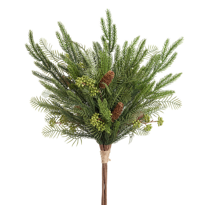 24" Berry, Pinecone & Pine Artificial Stem Bundle -Green/Brown (Pack of 6) - XDB726-GR/BR