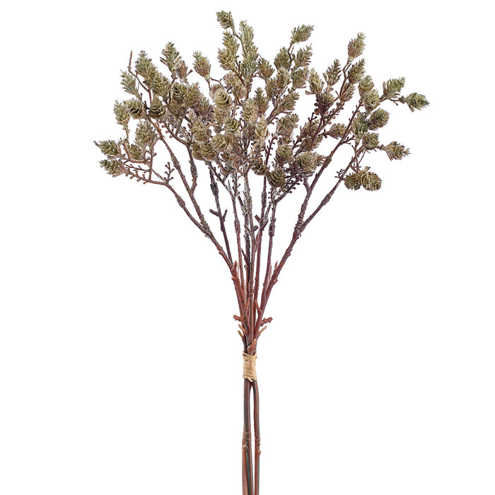 18" Plastic Artificial Pinecone Stem Bundle -Gray/Green (pack of 12) - XDB878-GY/GR