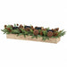 36"Wx8"H Pinecone & Pine Artificial Candle Ring Holder In Wood Container w/Glass -Brown/Green - XDC008-BR/GR