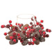 14"Wx3"H Artificial Pinecone & Berry Candle Ring Holder w/Glass -Brown/Red (pack of 2) - XDC046-BR/RE