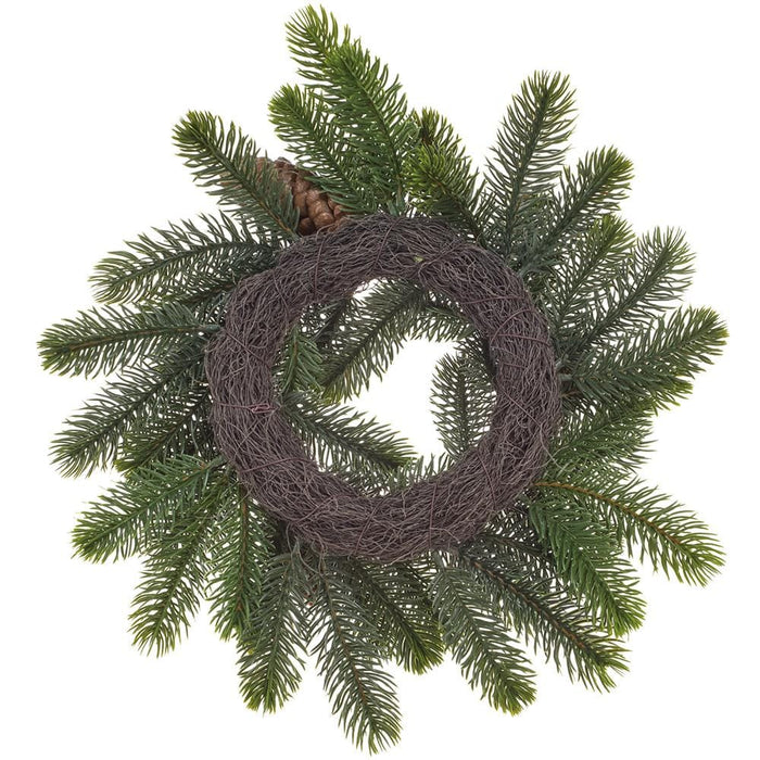 16" Wide Pine & Pinecone Artificial Candle Ring Holder -Green/Brown (Pack of 4) - XDC108-GR/BR