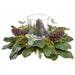 20"Wx8"H Pinecone, Magnolia Leaf & Pine Artificial Candle Ring Holder w/Glass -Brown/Green - XDC375-BR/GR